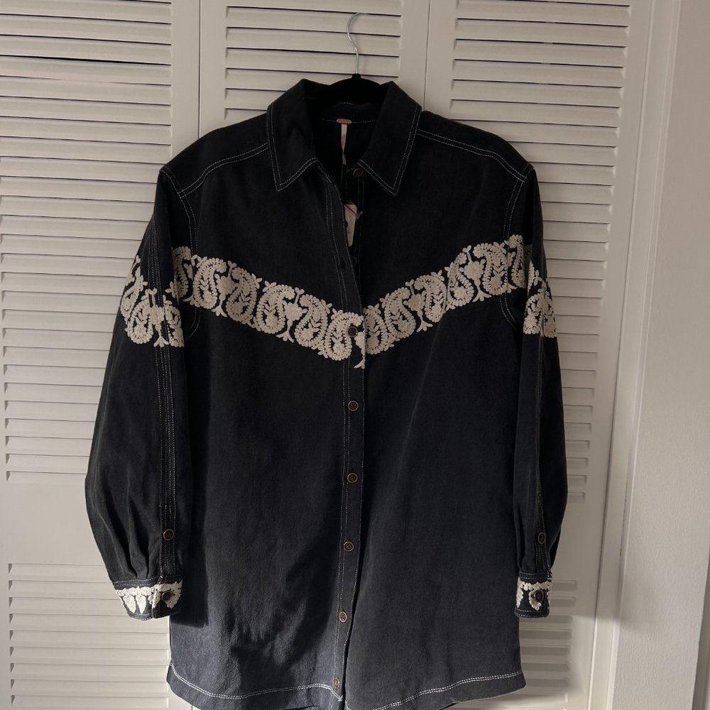NWT Free People Bali Midnight City Denim Mini Dress - Picture 5 of 7